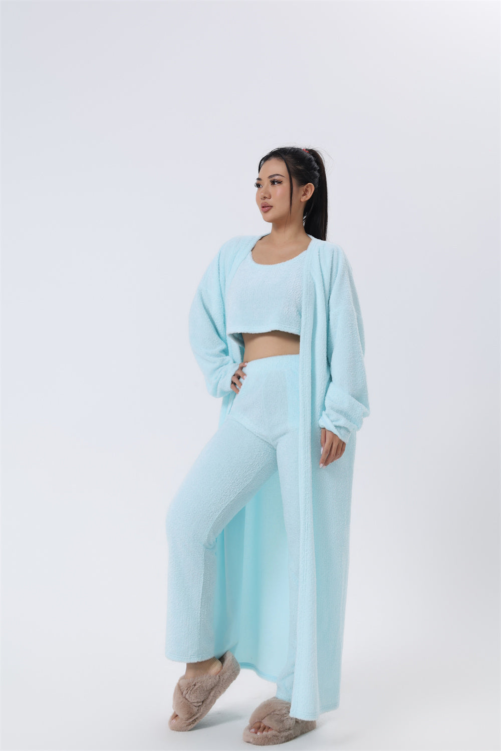 Brianna Vossmore | Fluffy 3-Piece Lounge Set For Women
