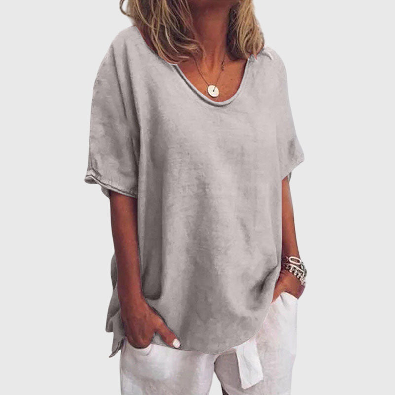 Sylvette Morraine | Elegant Loose V-Neck Top in Pink