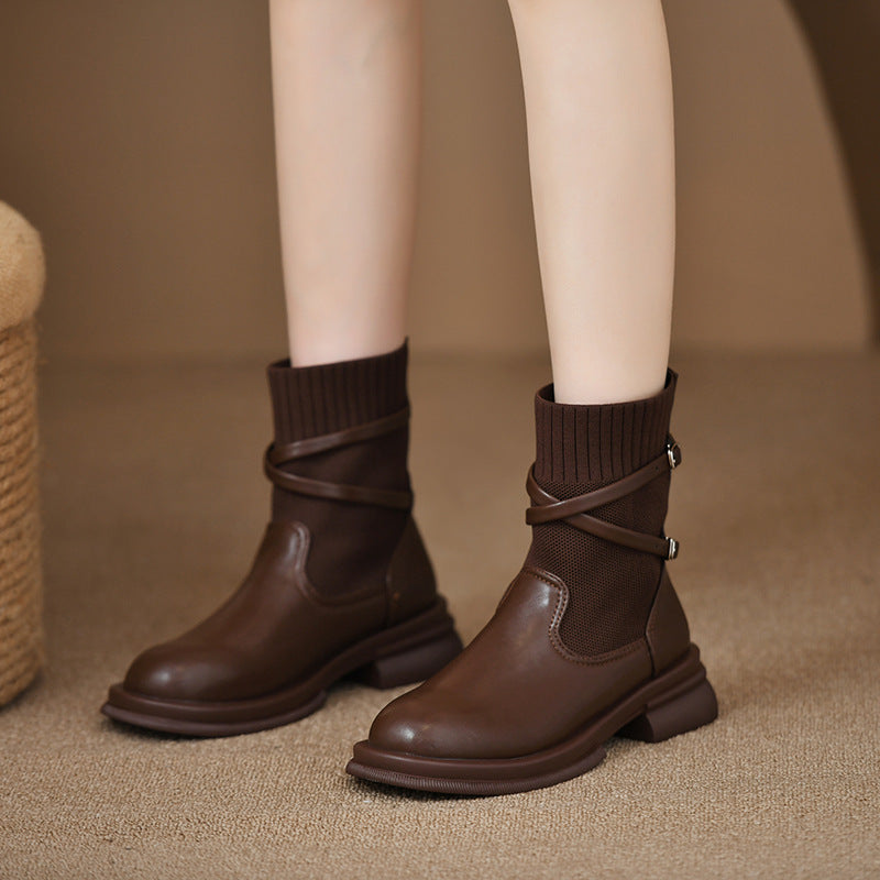 Nell Penwick | Knit Sock Platform Ankle Boots For Women