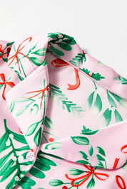 Fireside Glow | Pink Holly Print Christmas Pyjamas For Women