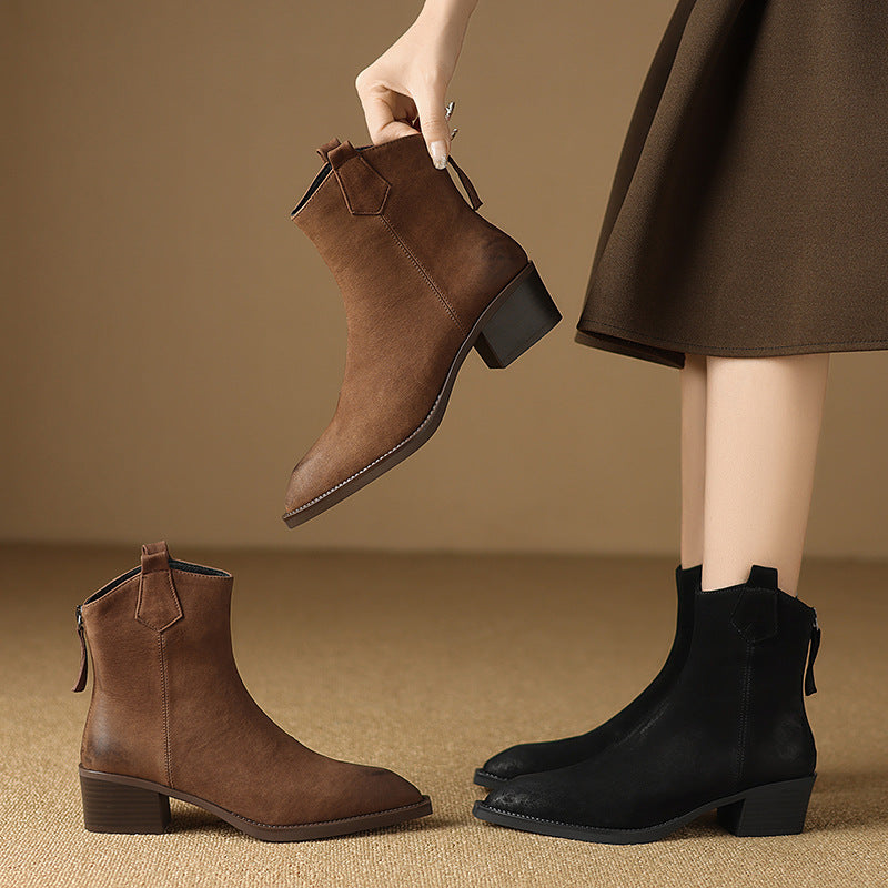Pauline Ferrand | Suede Ankle Boots With Pointed Toe For Women