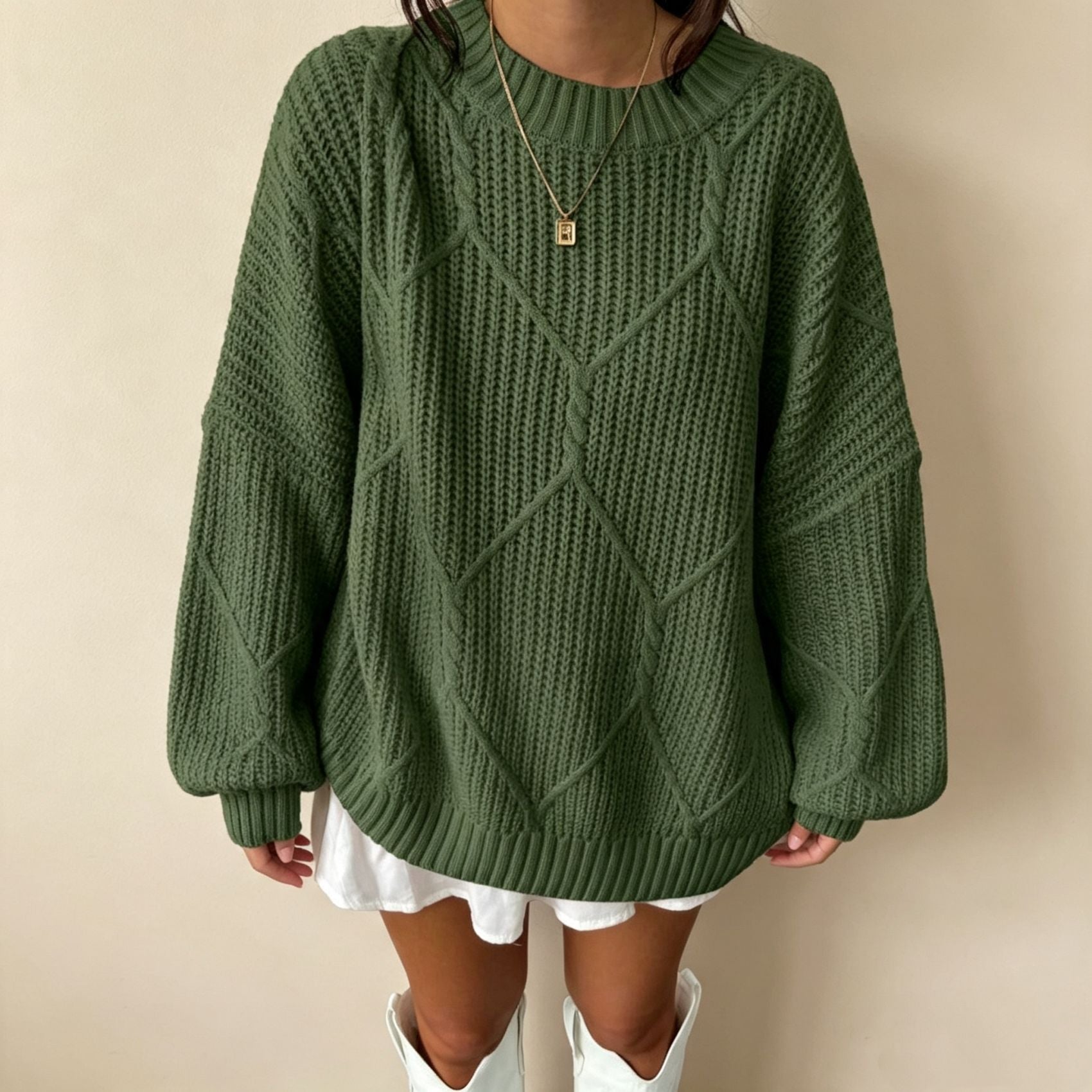 Margot Delvaux | Chunky Cable-Knit Oversized Sweater For Women