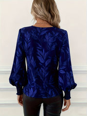 Anaëlle Verhoeven | Botanical Print V-Neck Blouse With Lantern Sleeves