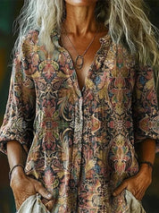 Bianca Ferretti | Paisley Print Linen Blouse For Women