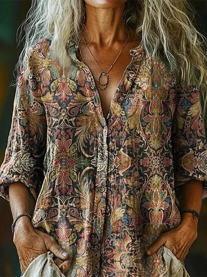 Bianca Ferretti | Paisley Print Linen Blouse For Women