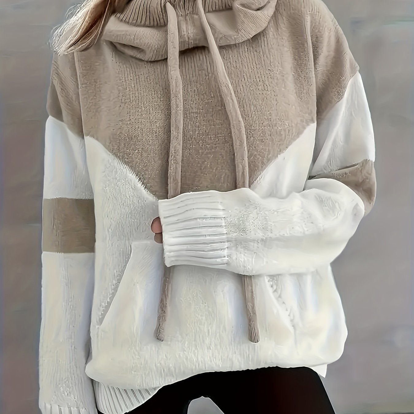 Celestine Roubaud | Color-Block Hoodie With Drawstring Hood For Women