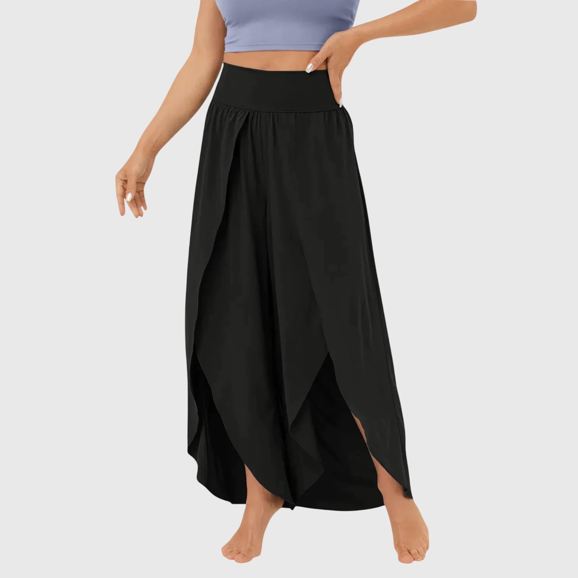 Colette Deveraux | Teal Wide-Leg Split Pants with High Waist