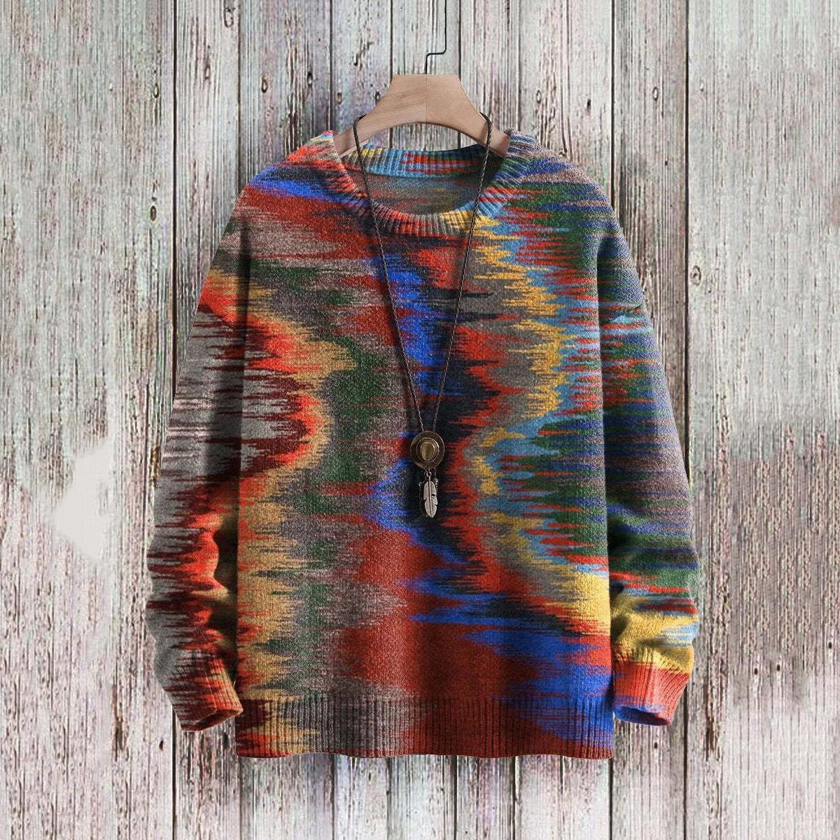 Maximilian Rutherford | Abstract Patchwork Print Sweater For Men