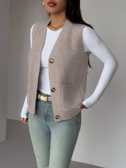Naomi Chastellain | Buttoned V-Neck Sweater Vest