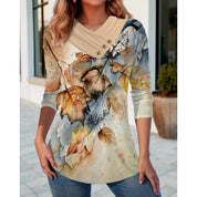 Margaux Lefevre | Colorblock V-Neck Long Sleeve Top For Women