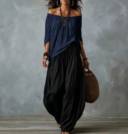 Novalee Penhurst | Off-Shoulder Top & Pants Lounge Set For Women