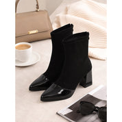 Fleur Renaudin | Suede Ankle Boots With Patent Cap Toe