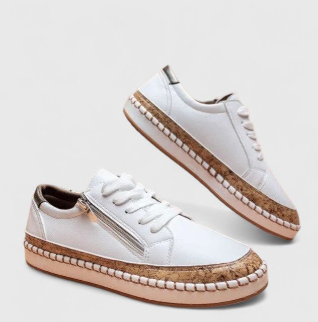 Rosalinde Hartcourt | Floral Print Cork Platform Sneakers