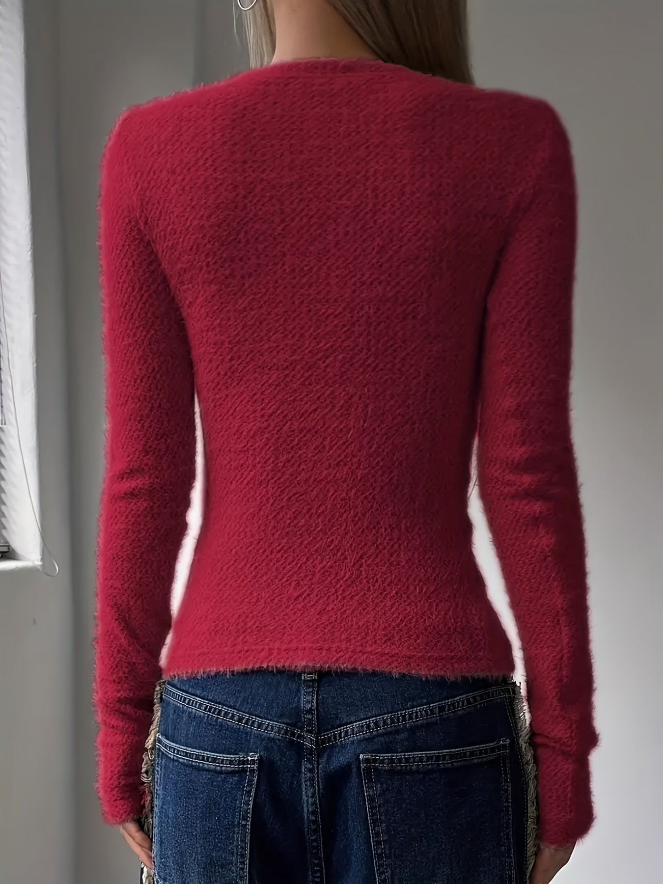 Camille Duvalier | Plush Knit Sweater With Round Neckline
