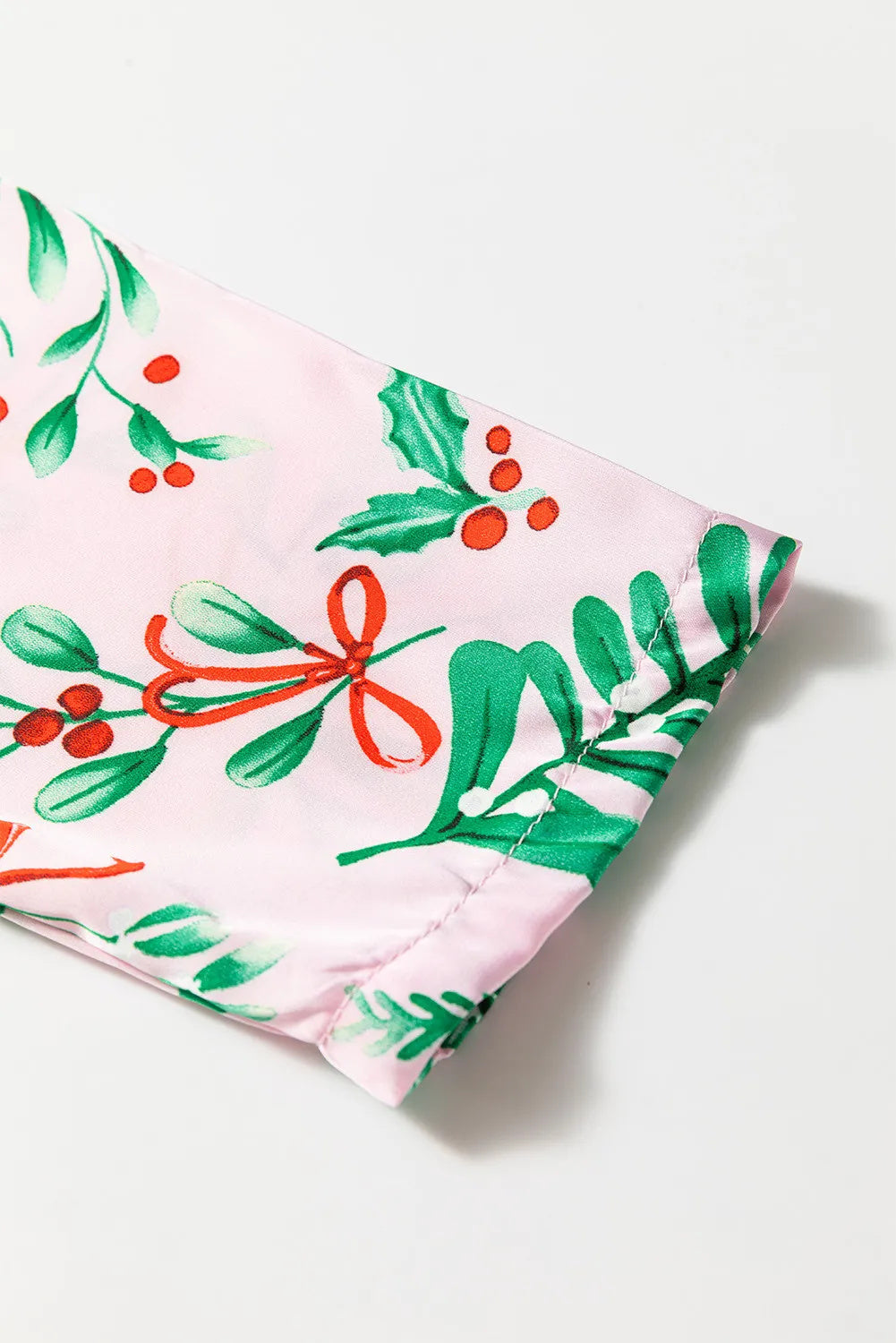 Fireside Glow | Pink Holly Print Christmas Pyjamas For Women