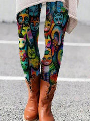 Selene Vasari | Cat Print Leggings For Women