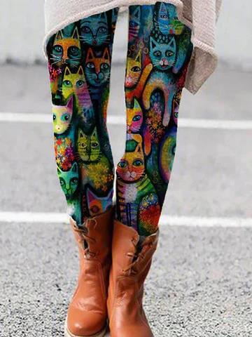 Selene Vasari | Cat Print Leggings For Women