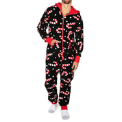 Joy | Black Candy Cane Christmas Pajamas Unisex & Couples