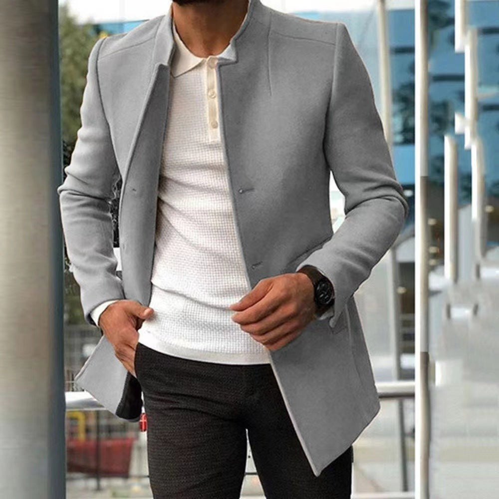 Kane Radwood | Stand Collar Slim-Fit Coat For Men