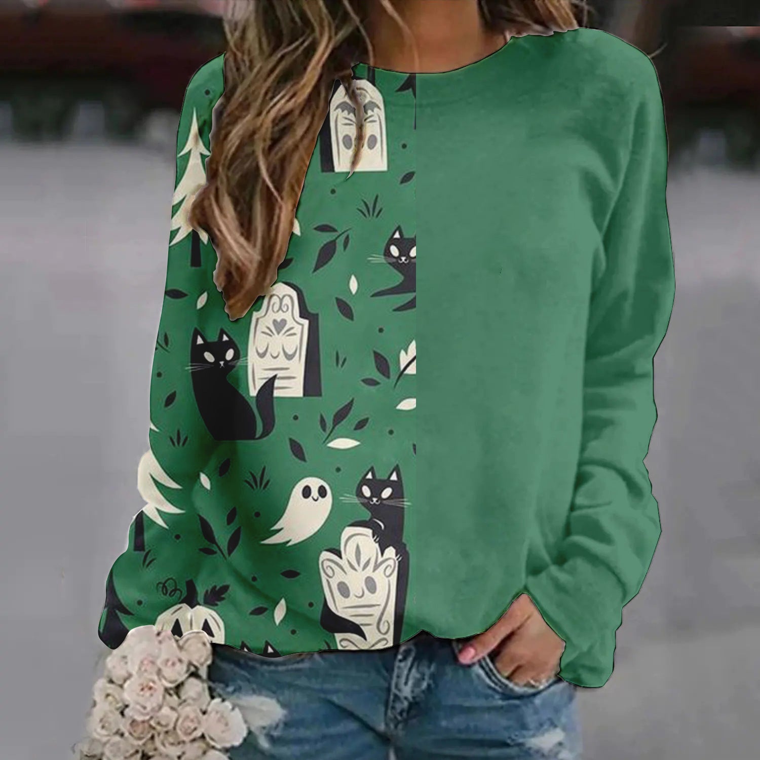 Genevieve Thibault | Halloween Print Sweater For Women