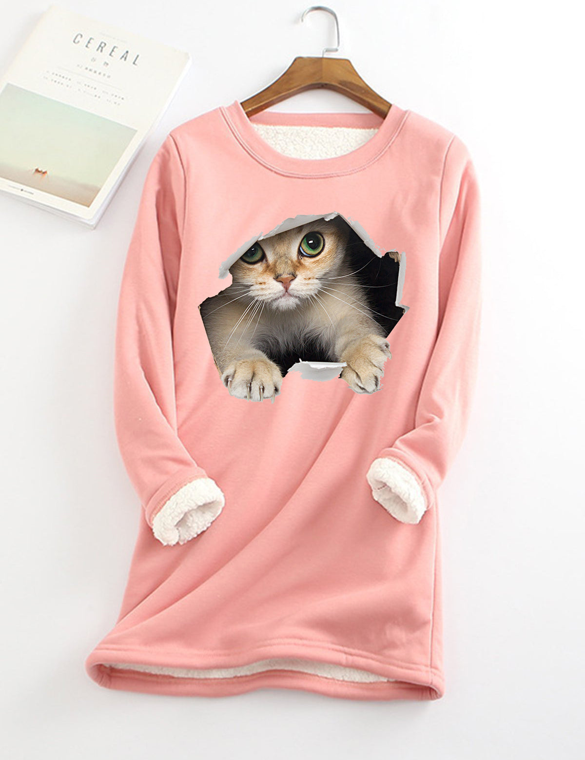 Lucille Armand | Cat Print Fleece-Lined Sweatshirt For Women