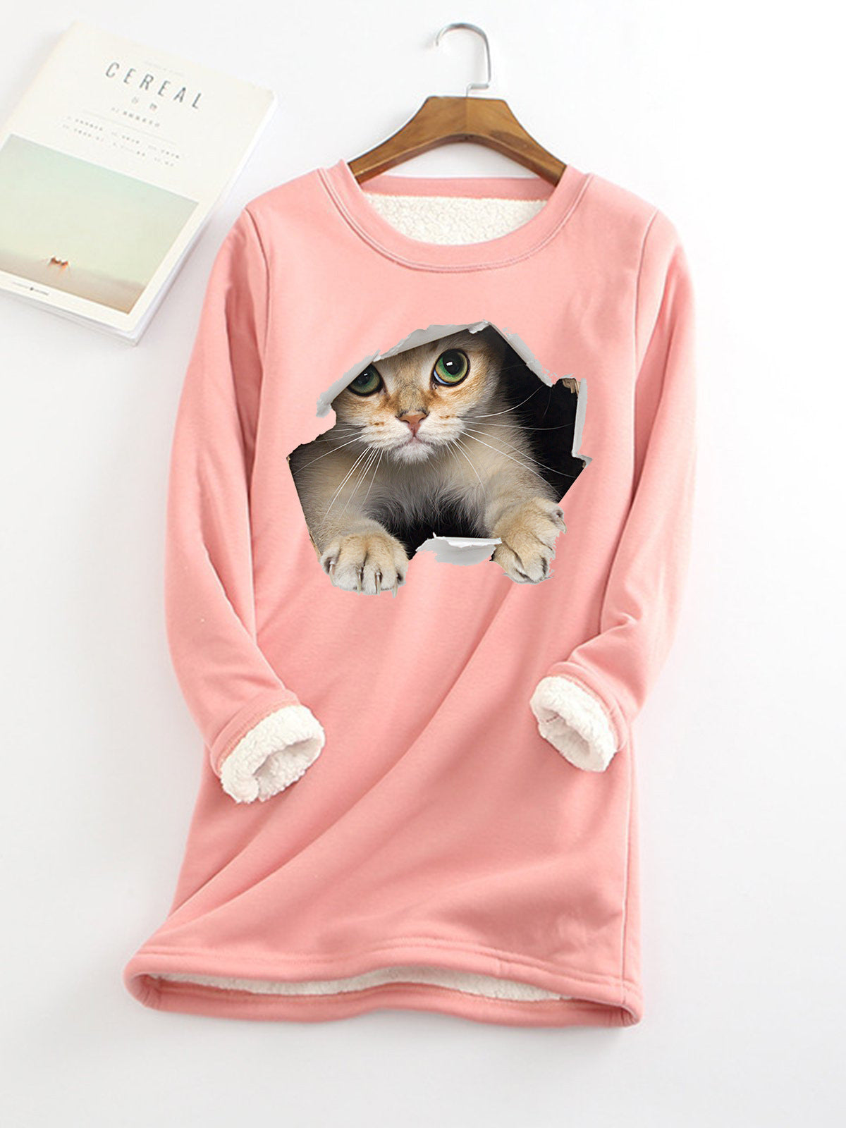 Lucille Armand | Cat Print Fleece-Lined Sweatshirt For Women