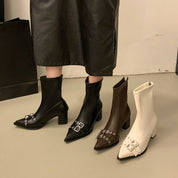 Severine Aubert | Pointed Toe Ankle Boots With Buckle Straps For Women
