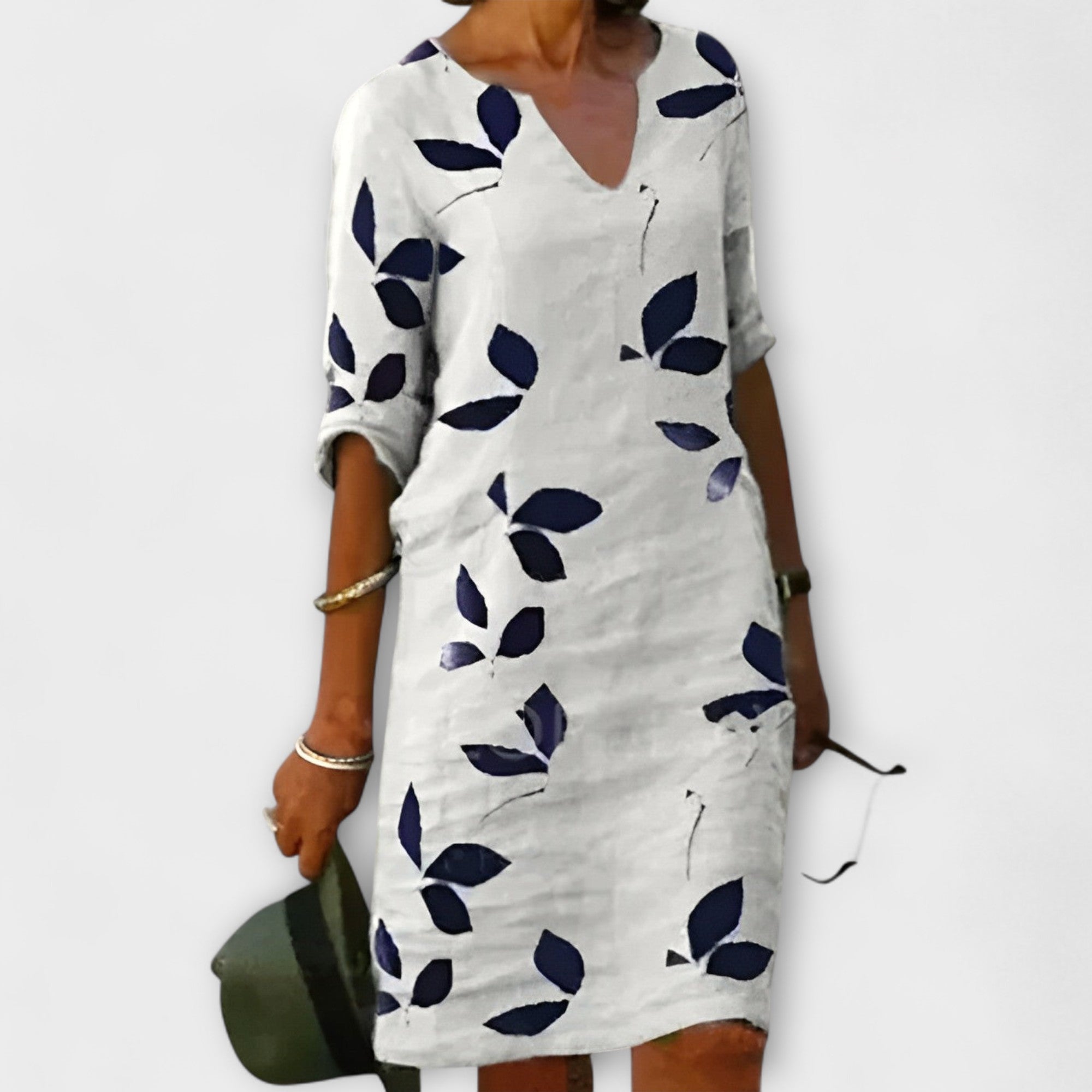 Marceline Vautrey | Leaf Print Midi Dress For Women