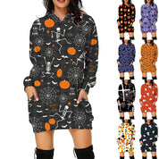 Fleur Devereux | Halloween Skeleton Print Hoodie Mini Dress For Women
