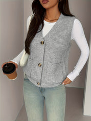 Naomi Chastellain | Buttoned V-Neck Sweater Vest