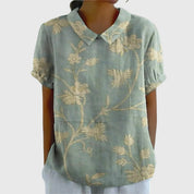 Éloise Fairverne | Green Floral Print Short Sleeve Blouse