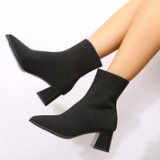 Océane Beauchamp | Pointed Toe Stretch Sock Boots For Women