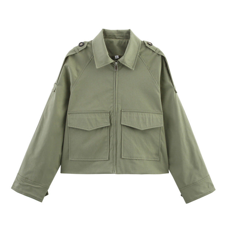 Adrienne Castellan | Khaki Cropped Work Jacket For Women