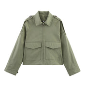 Adrienne Castellan | Khaki Cropped Work Jacket For Women