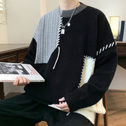 Abel Goldley | Patchwork Knit Crew Neck Sweater For Men
