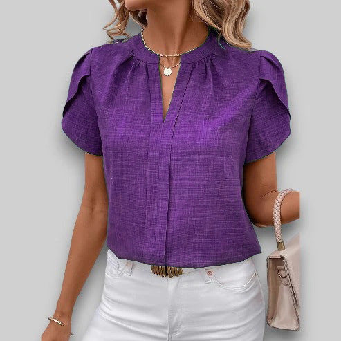 Raphaella Doncourt | Petal-Sleeve V-Neck Blouse For Women