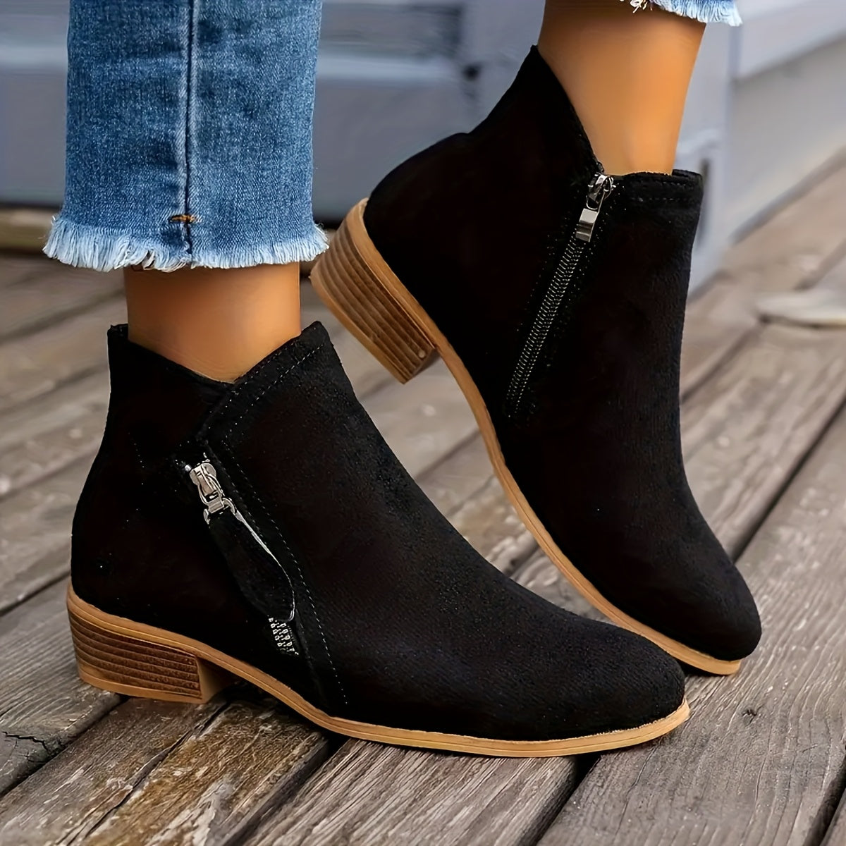 Harriet Stonewood | Suede Ankle Boots For Women With Side Zipper