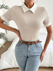 Noelle Duvall | Contrast Collar Knit Sweater For Women