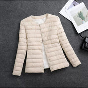 Hollis Brookhaven | Cream Lightweight Collarless Puffer For Women