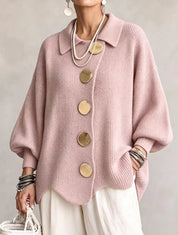 Gentry Colewood | Scalloped Hem Collared Button Cardigan For Women