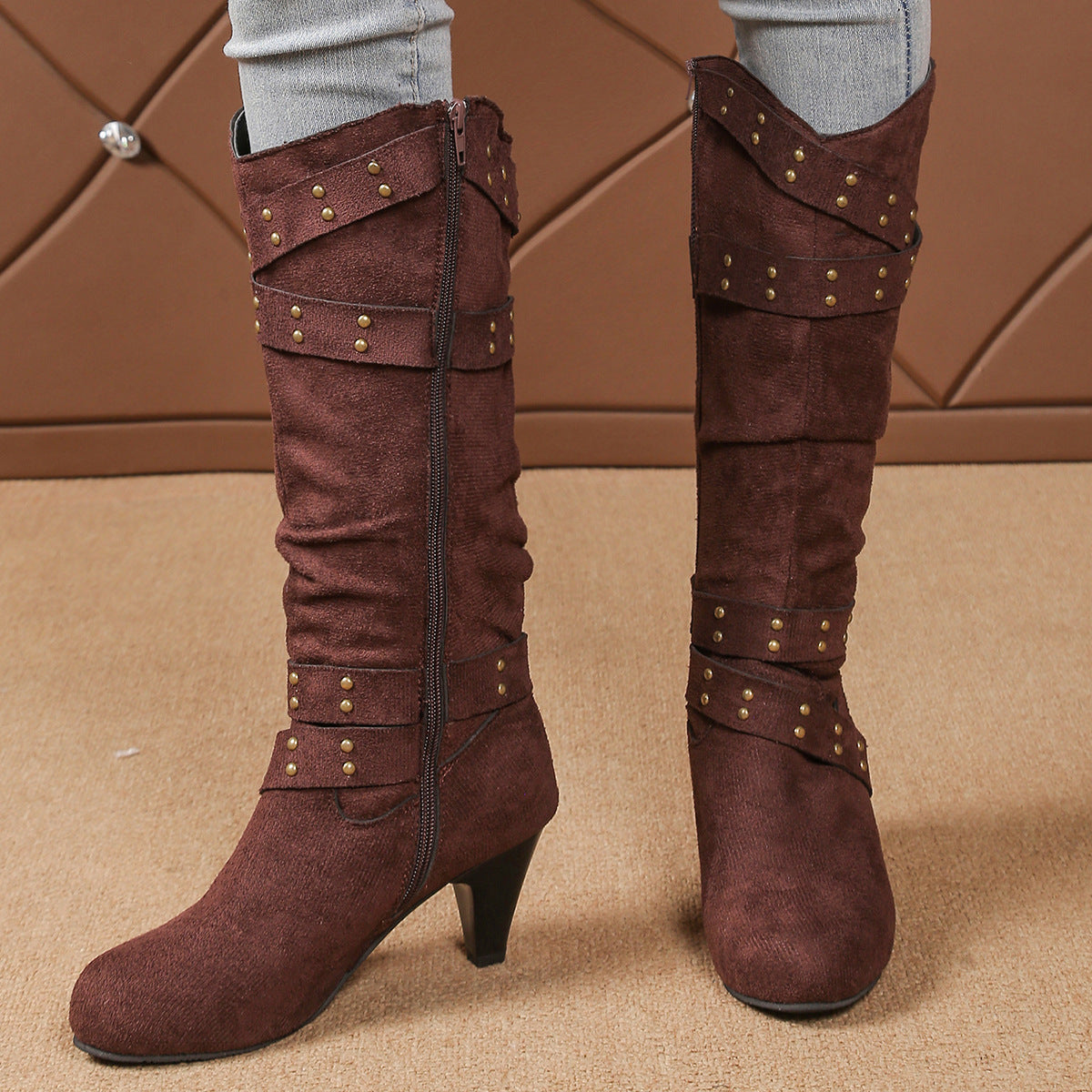 Beatrice Lombard | Rivet Cross-Strap Cowboy Boots For Women