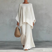 Serena Vauclaire | Linen-Look Batwing 2-Piece Wide-Leg Set For Women