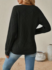 Camryn Ashwood | Openwork V-Neck Sweater For Women