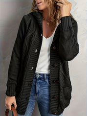 Rosalind Kingsley | Cozy Hooded Button Sweater For Women