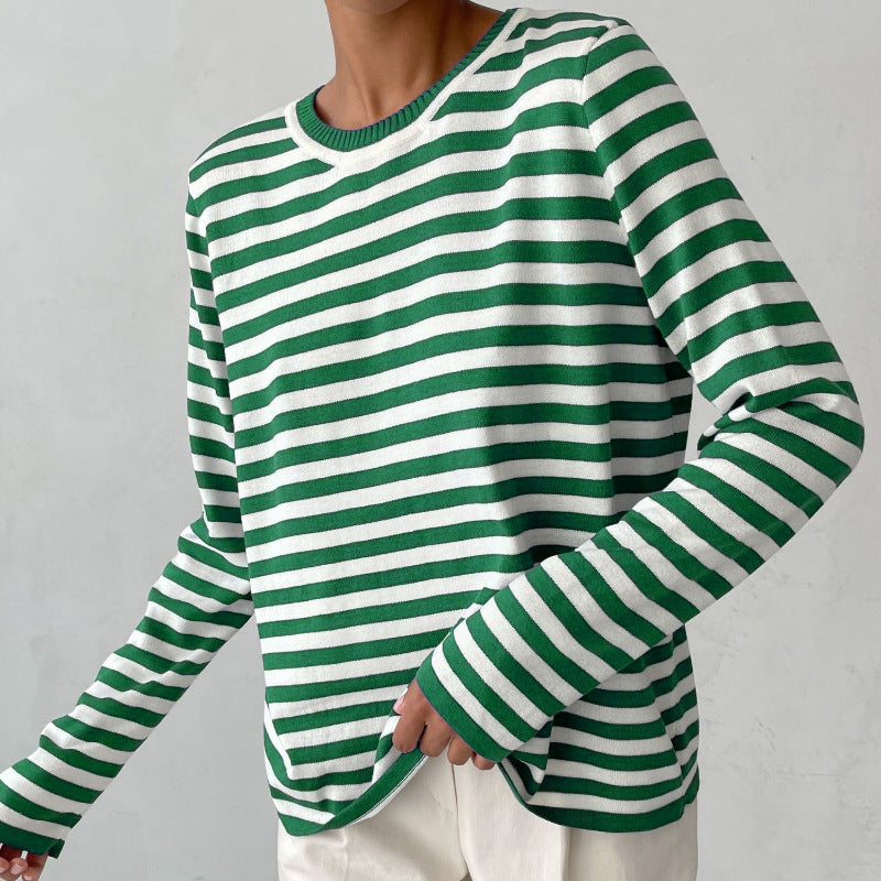 Josephine Delacourt | Striped Knit Long Sleeve Sweater For Women