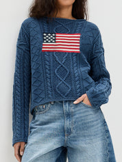 Monroe Aldridge | American Flag Cable Knit Sweater For Women