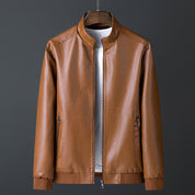 Orrin Kempcombe | Stand-Collar Leather-Look Jacket For Men