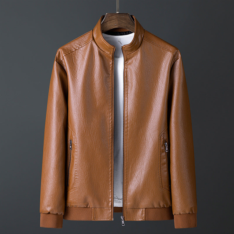 Orrin Kempcombe | Stand-Collar Leather-Look Jacket For Men