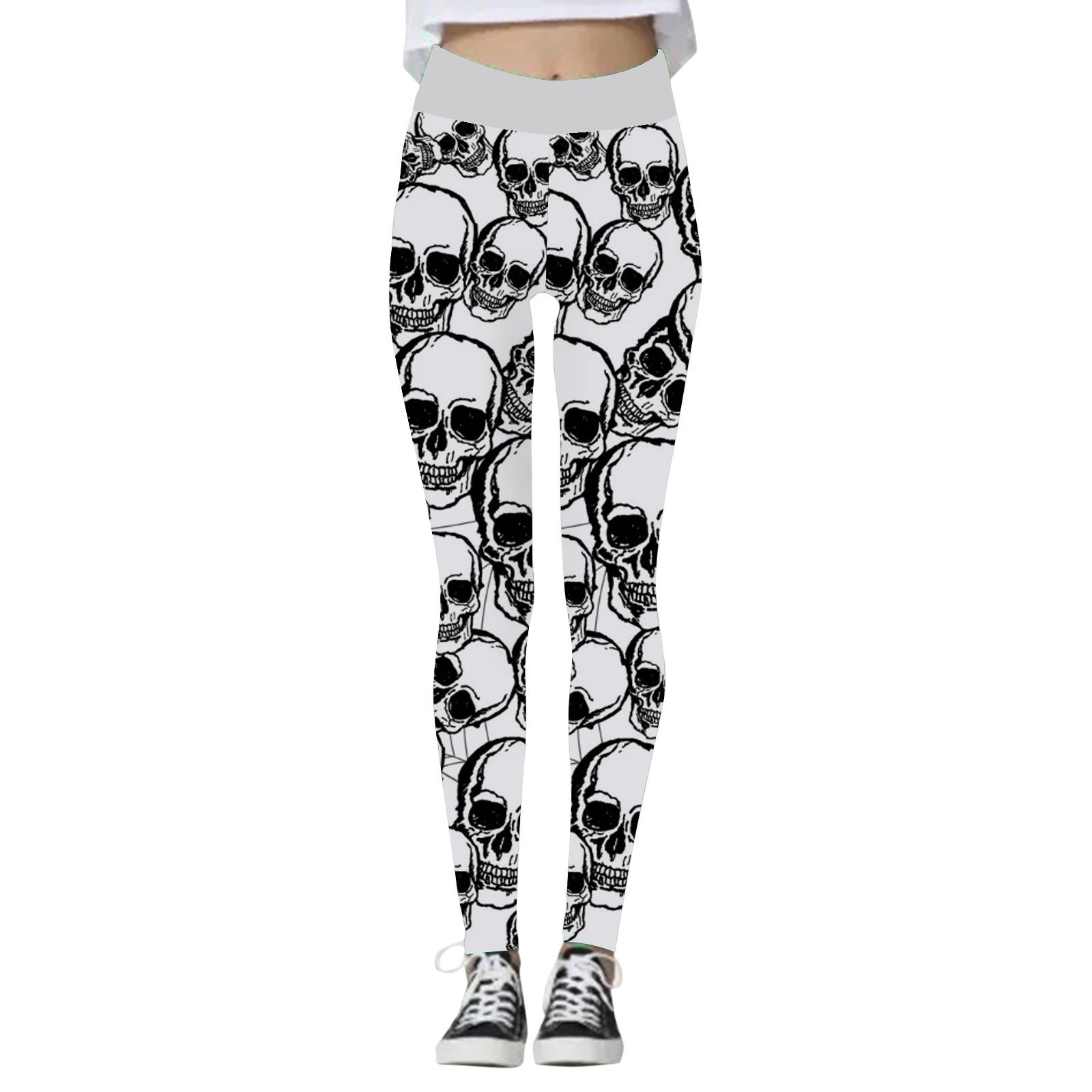 Black Cat Society | Skull & Pumpkin Halloween Leggings For Women
