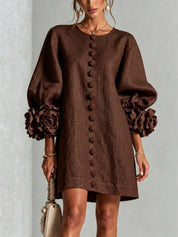 Blakely Fenwell | Ruffle Sleeve Button Mini Dress For Women